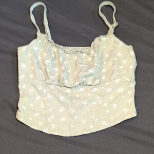 Hollister Sage Green Floral Crop Top